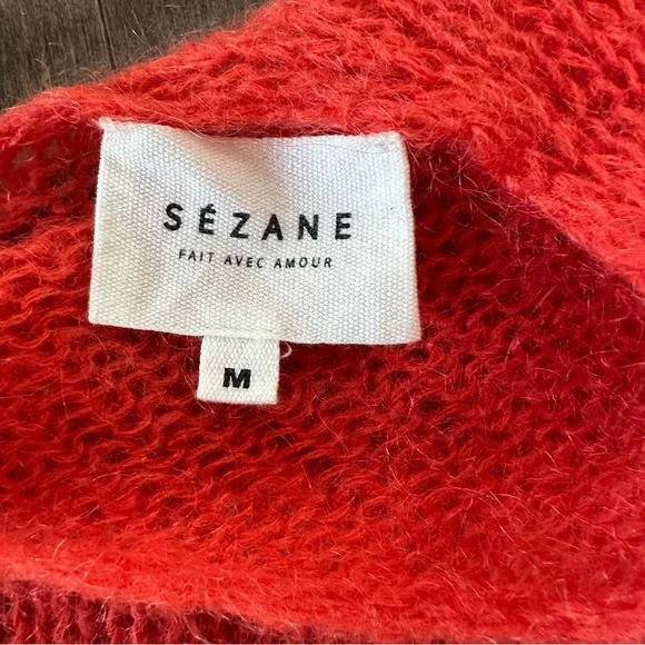 Sezane Dickey Mohair Merino Sweater Tassel Boho Open Knit Lightweight M - Picture 3 of 10